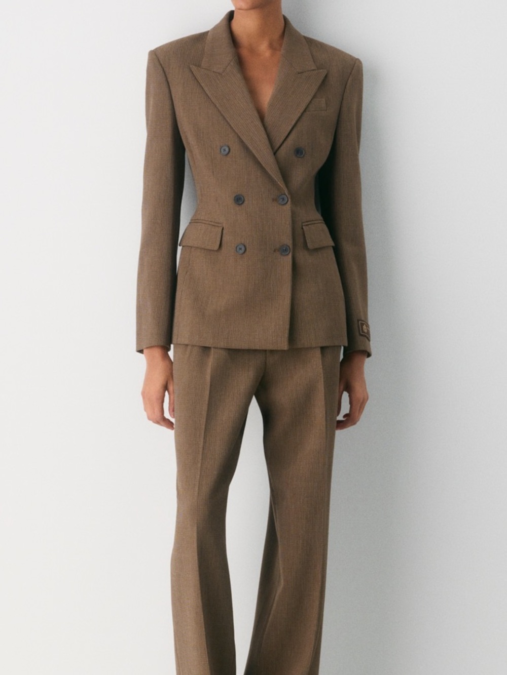 Babaton Double-Breasted Brown Tailored Blazer